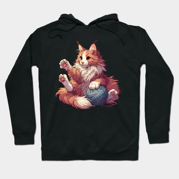 Cat and knitting funny cat with yarn ball Hoodie by TomFrontierArt